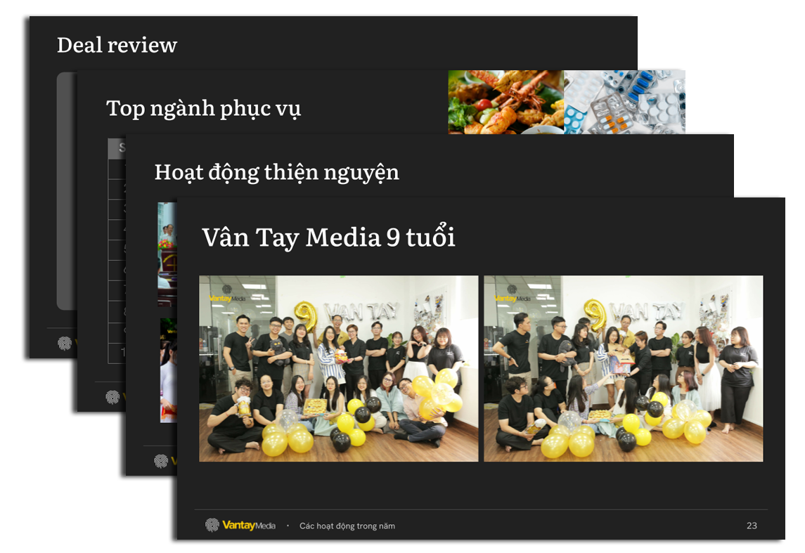 review trong buổi Year End Party 2023 Vân Tay Media